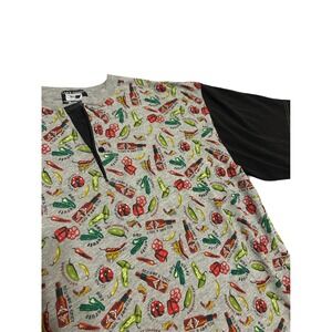 Men's Large‎ Henley novelty spicy tobasco hot sauce jalepeno pepper tee shirt